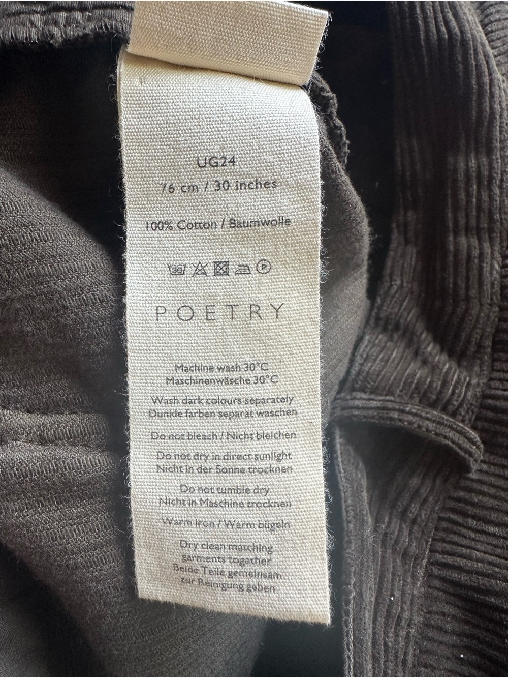 Poetry cotton cord wide leg trousers style UG24 size US 12 boho eco friendly - Picture 4 of 10